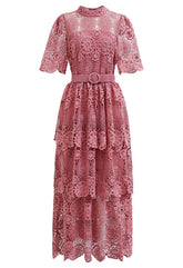 Lace belted pink dress Zimmerman inspired